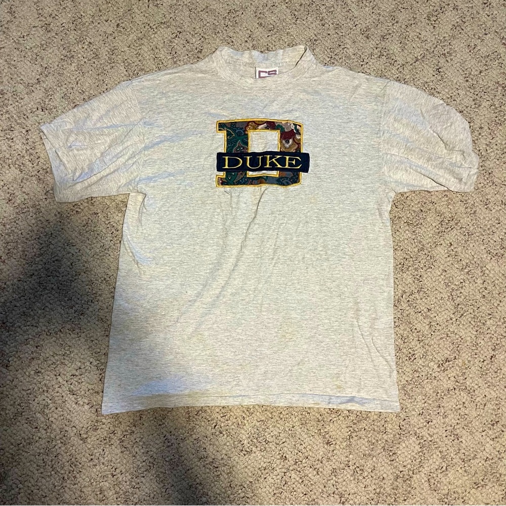 Vintage Duke Embroidered Jersey Cream Tee Shirt